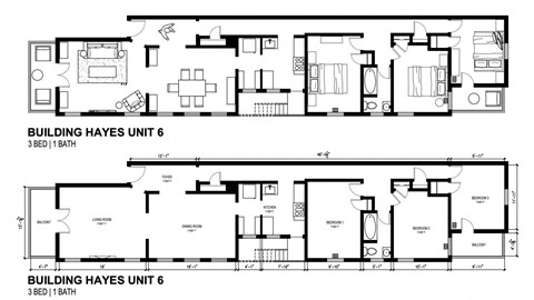 Floor plan for 3 beds, 1 bath, 1370 sqft